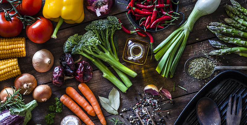 table full of vegetables